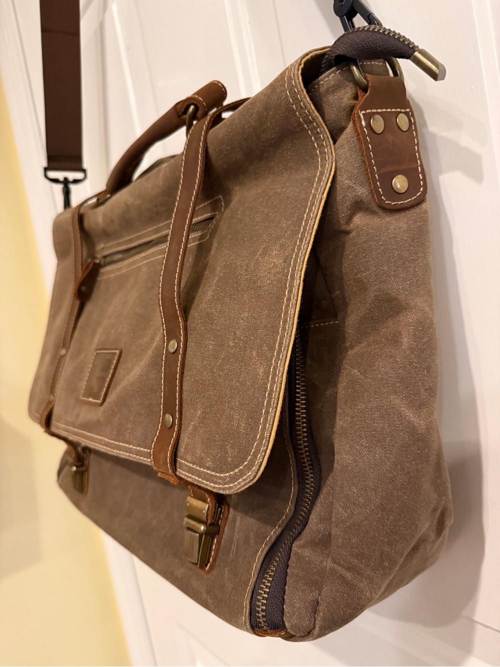 Vintage ZB Messenger Bag waterproof canvas and leather - Picture 7 of 12